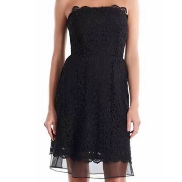 EUC Joie Caviar Scalloped Lace Overlay Strapless Dress XS - Picture 1 of 9
